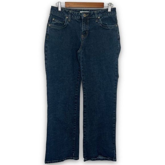 Cabi Women's Dark Wash Mid-Rise Straight‎ Wide Leg Denim Jeans Size 10 - Picture 1 of 13